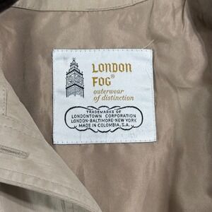 London Fog Vintage Hooded Rain Jacket Tan Khaki Parka Womens Size 12 Reg